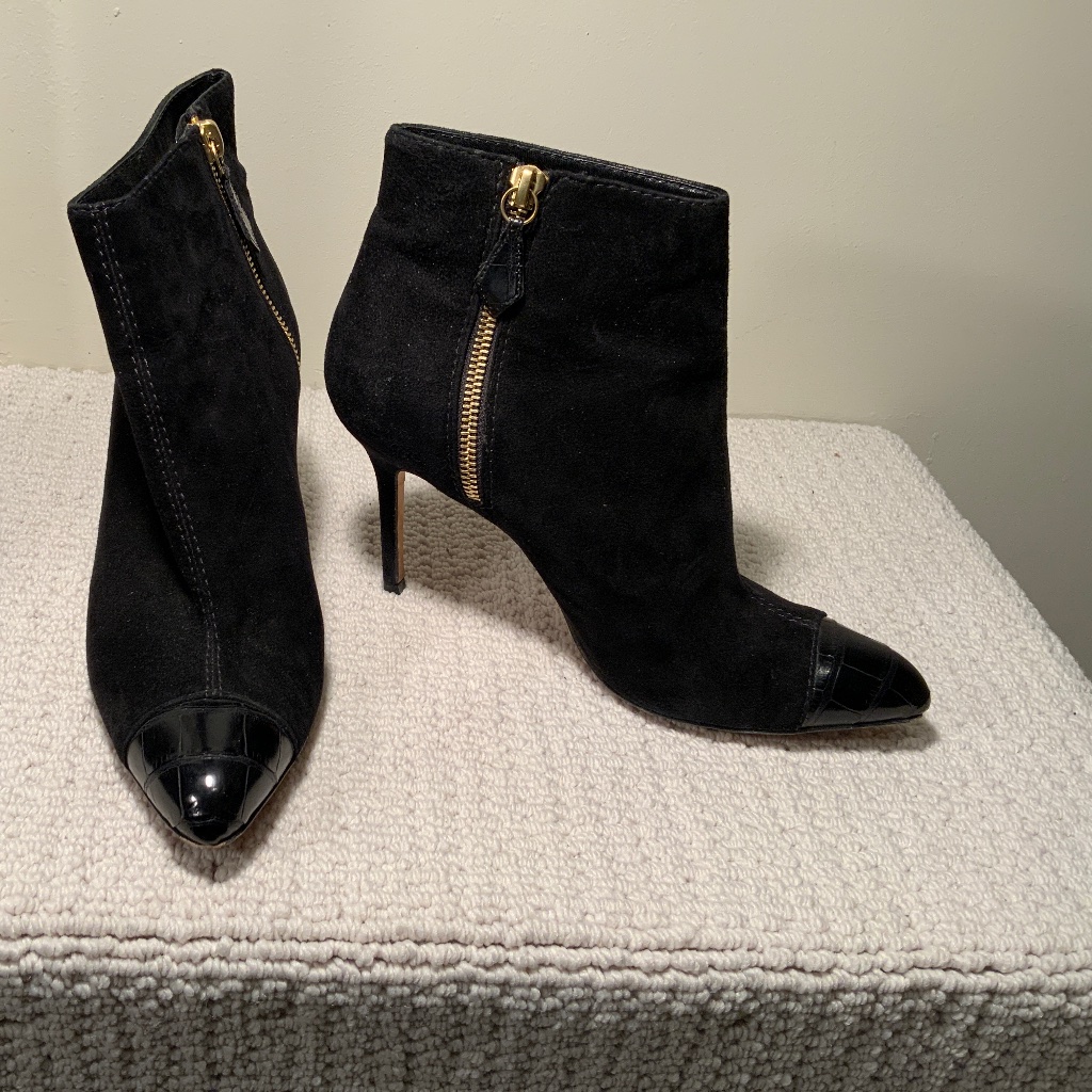 Manolo Blahnik Suede And Croc Bootie